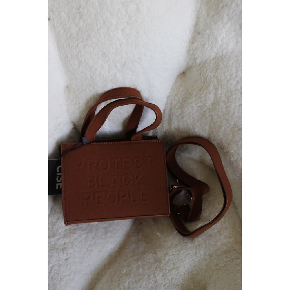 CISE “Protect Black People” Mini Crossbody Tote Bag | NWT | Brown Vegan Leather - Picture 2 of 5